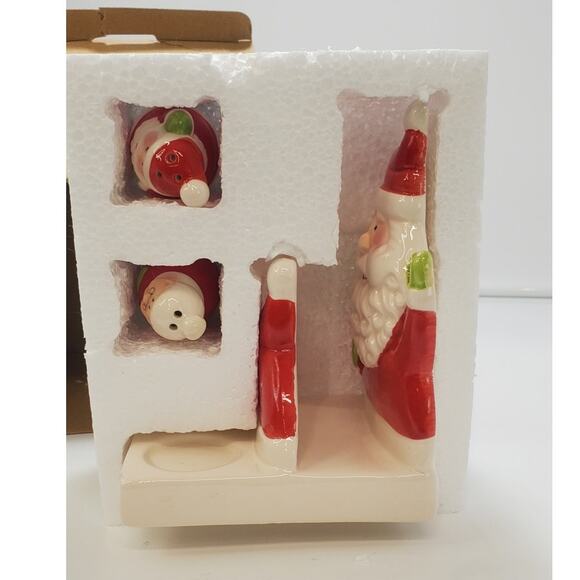 Holiday Style Christmas Napkin Holder Salt and Pepper Set, PRE-OWNED, IOB - Picture 8 of 13